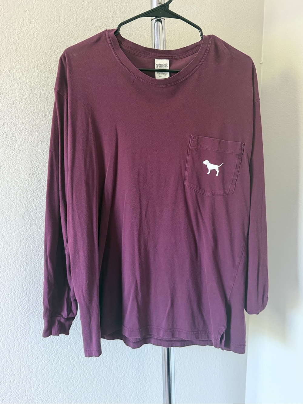 PINK Victoria's Secret Long Sleeve Pocket Tee - Plum